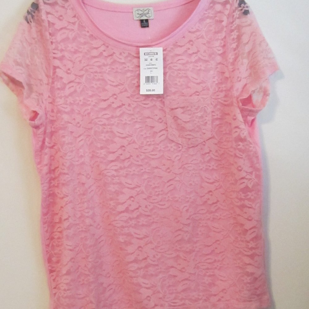 Eyelash Couture - size Large- sweet pink - sheer top - lace